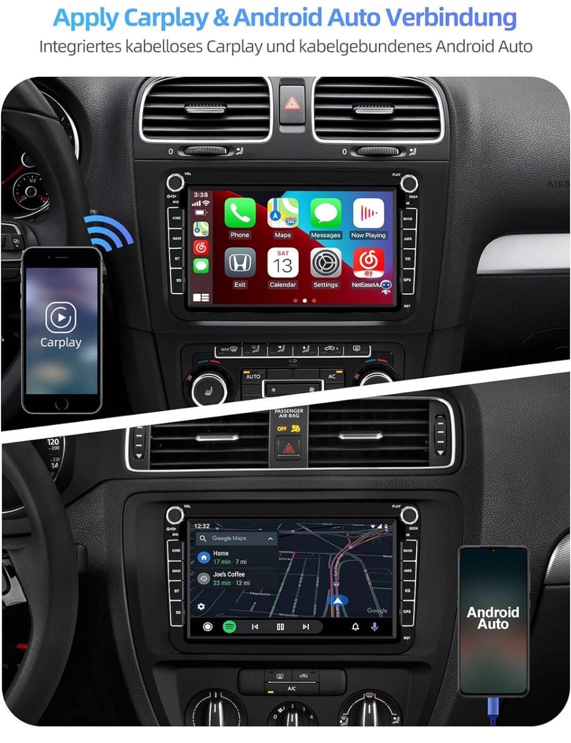 Navigatie ISUDAR Android 10 VW cu camera CarplayAndroidAuto WiFi Bluet
