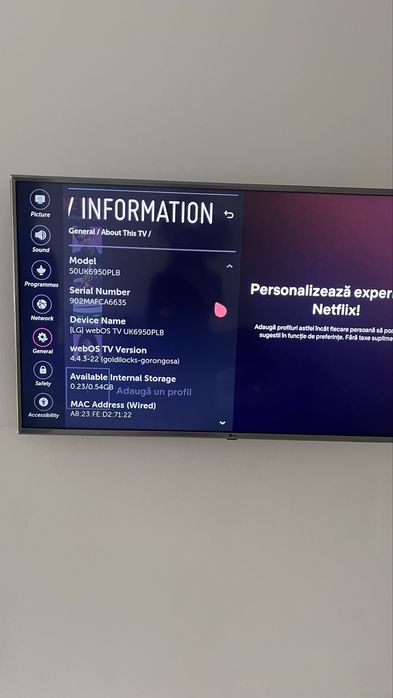 Televizor LED Smart LG, 126 cm, 50UK6950PLB, 4K Ultra HD, Clasa A+