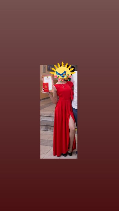 Платье  в пол красное