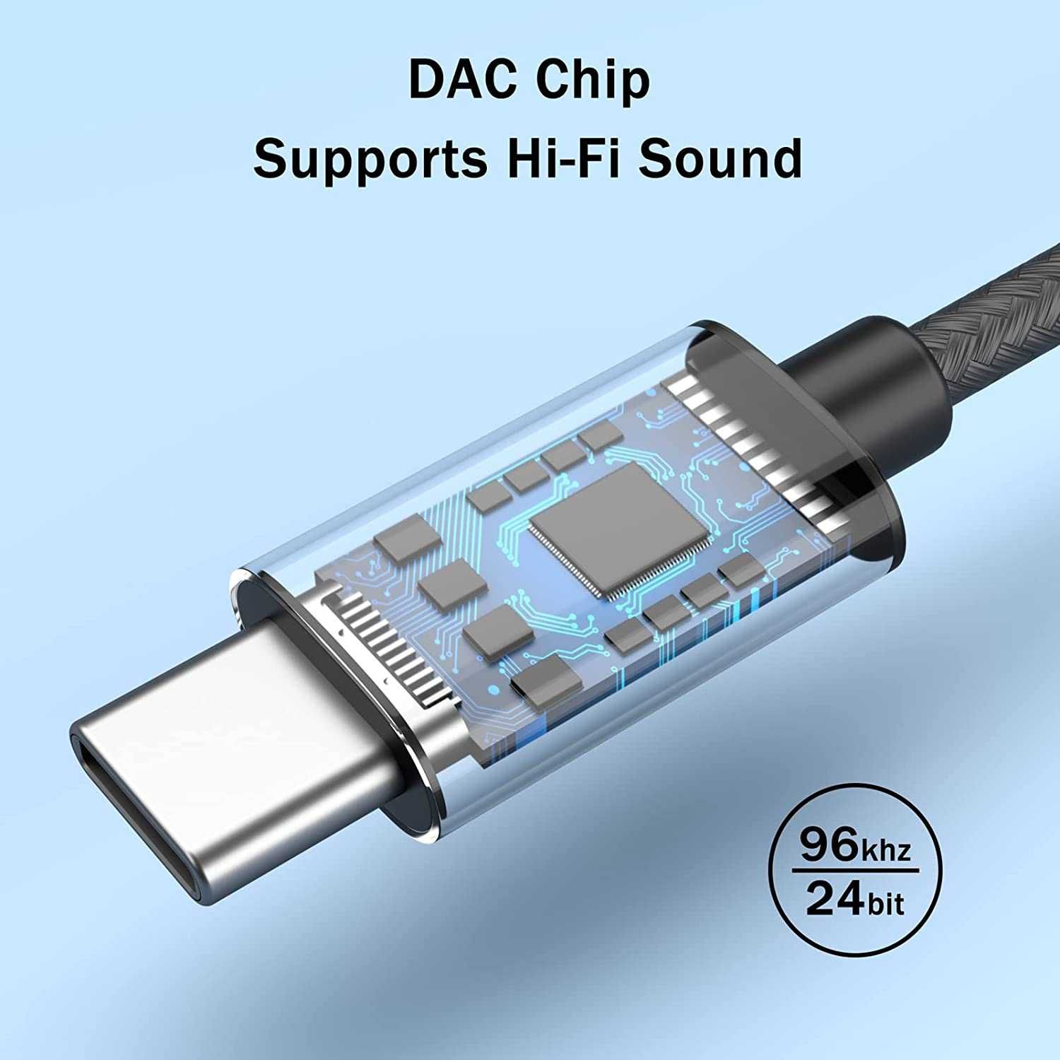 USB адаптер DAC за жак за слушалки oт тип C до 3,5мм