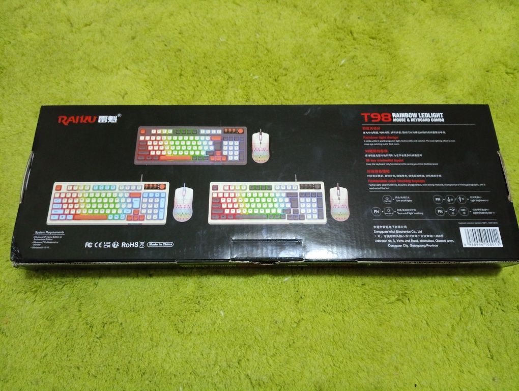 Raiku T98 Rainbow ledlight mouse and keyboard combo