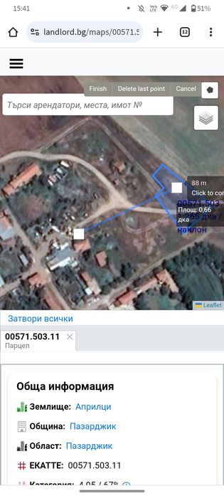 Продава се Парцел в Пазарджик, Окръжна болница - 1265 кв.м за 2 €/кв.м - Снимка #2