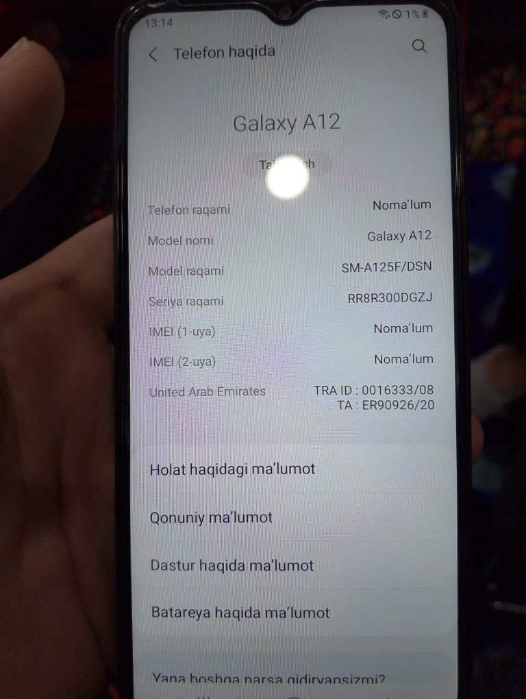 Samsunga A12 Modeli