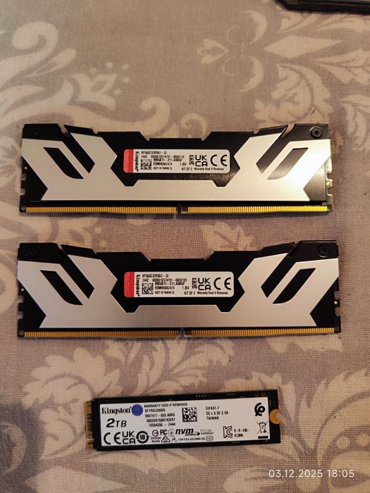 Рам памет 32GB DDR5 6000 Kingston  + SSD 2TB NVME Kingston - Гаранция