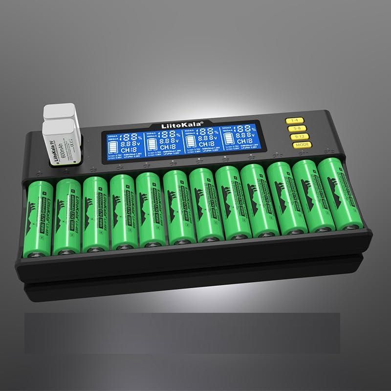 LiitoKala Lii-S12 12 sloturi  Li-ion LiFePO4 IMR NiMH 9V Ni-CD