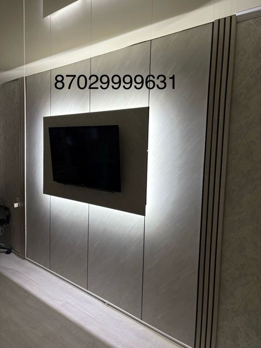 Устаночка бамбук панелей Тв зона