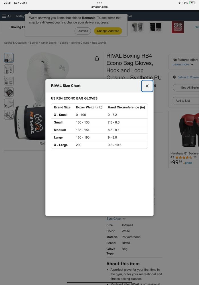 mănuși de box Rival mărimea XS (pentru copii)
