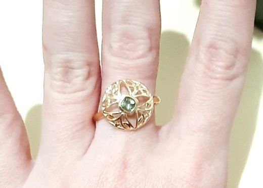 Inel moldavite argint placat cu aur 18k si brățară jad