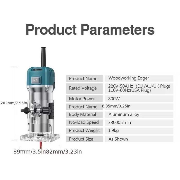 Електрически тример за дърво, мощност 800 W, обороти 30000 об/мин,
