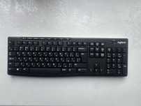Б/у беспроводная клавиатура Logitech полноразмерная RU/EN без приемник