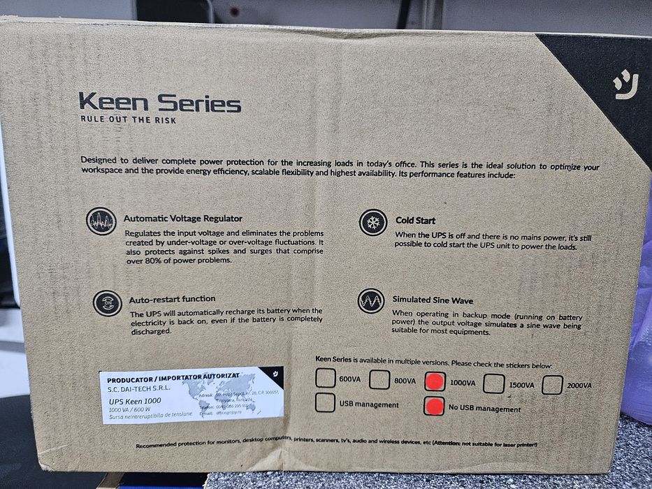 UPS nJoy Keen 1000, 1000 VA, sigilat