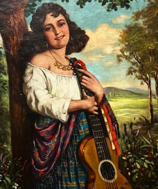 SUPERB, tablou AUTENTIC ulei/pânză/carton, semnat pictor maghiar cotat