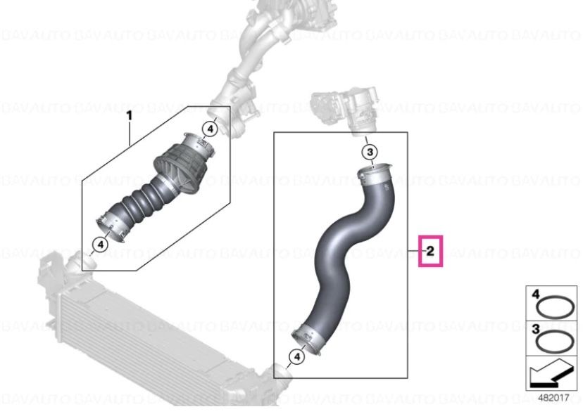 Furtun Intercooler stânga - BMW Seria 5 G30 G31 2.0D / Seria 7 G11 G12
