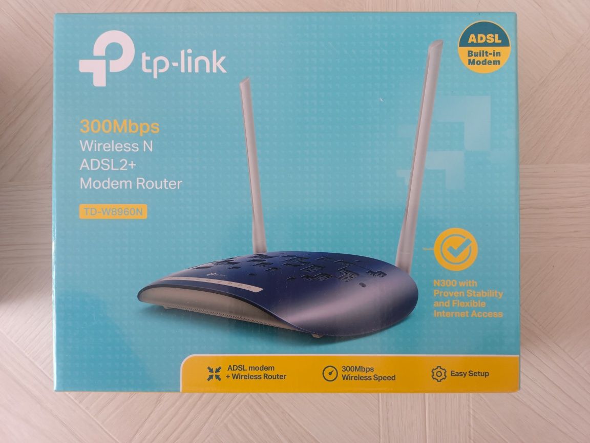 Wi-Fi роутер и модем ADSL Сетевой Wi-Fi 4 порта TP-Link TD-W8960N