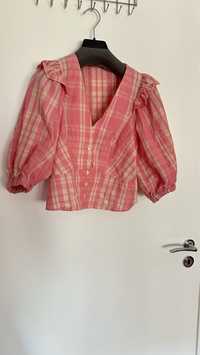 Розова Риза на Sandro с буфан ръкав