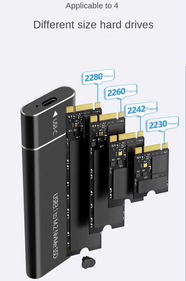 USB3.1 M.2 NvMe SATA SSD корпус към Type-C алуминиев външен твърд диск