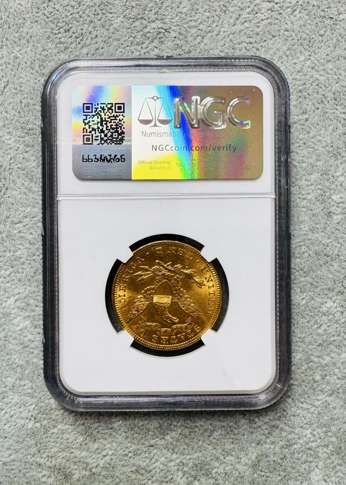 Сертифицирана златна монета 10 долара 1895 NGC UNC