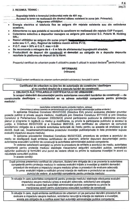 BLACK FRIDAY: Intravilan 401mp, Focșani, Vrancea