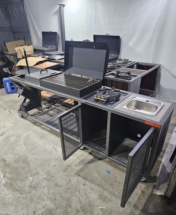 Grătar complet cu capac,plita de gătit spații de depozitare și acoperi