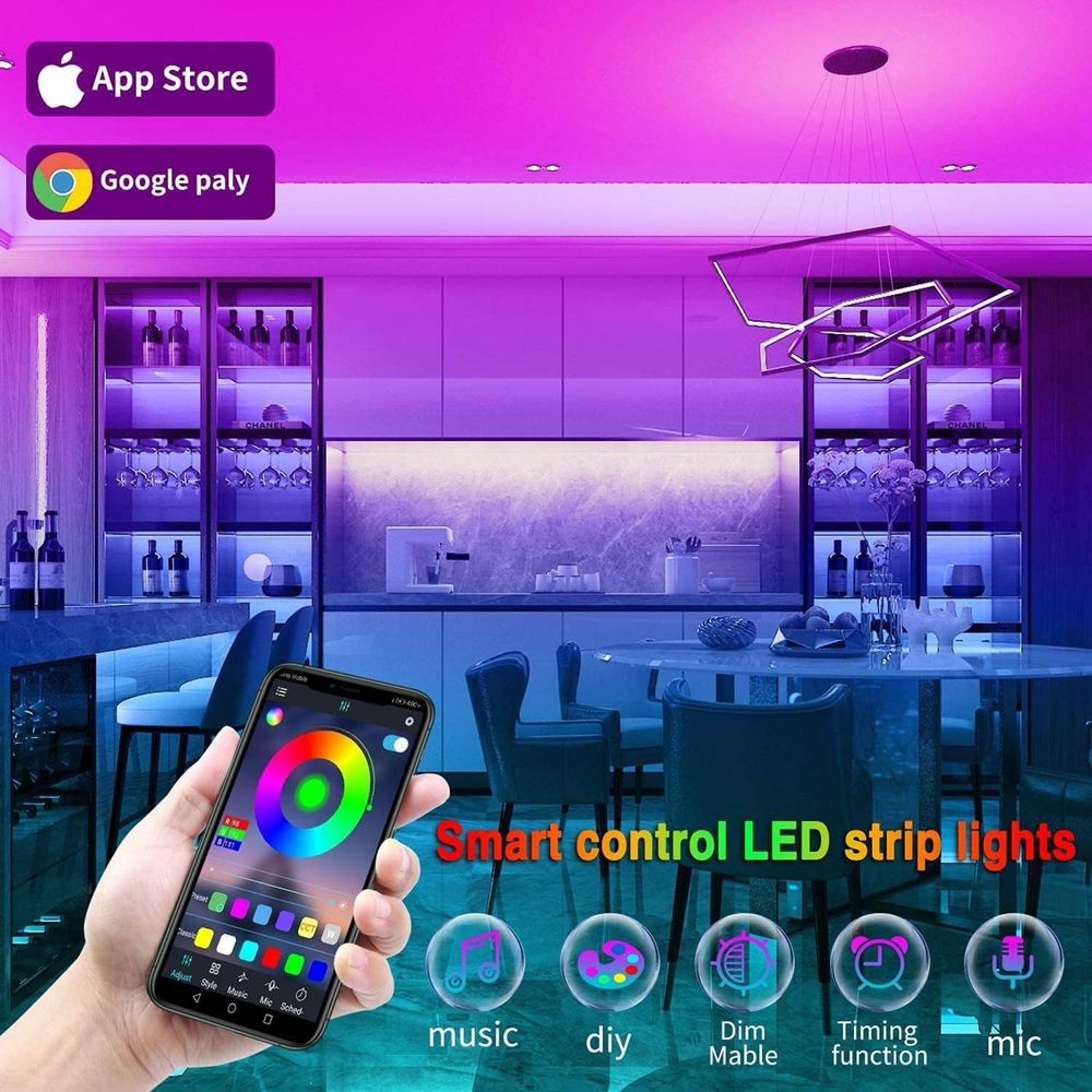 RGB LED лента 10 метра WIFI с мобилен контрол дистанционно декор