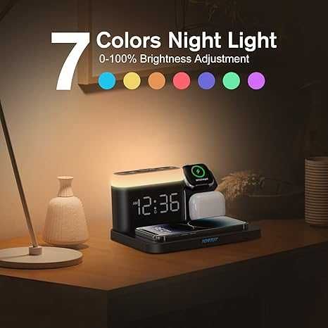 Докинг станция за зареждане за телефон  5 в 1  с будилник