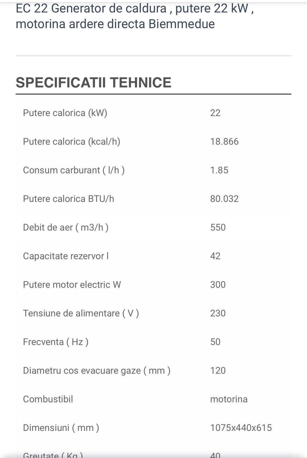 Suflanta  aer cald pe motorină Archoterm EC 22 foarte puțin folosită.