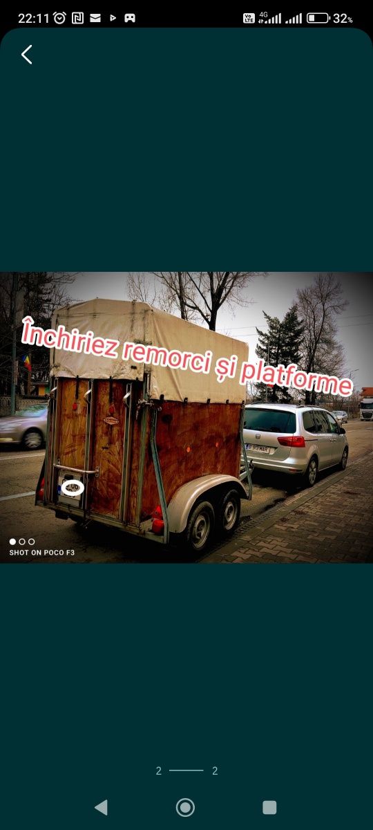 Închiriez remorca transport animale/cai /vaci . Transport animale cai