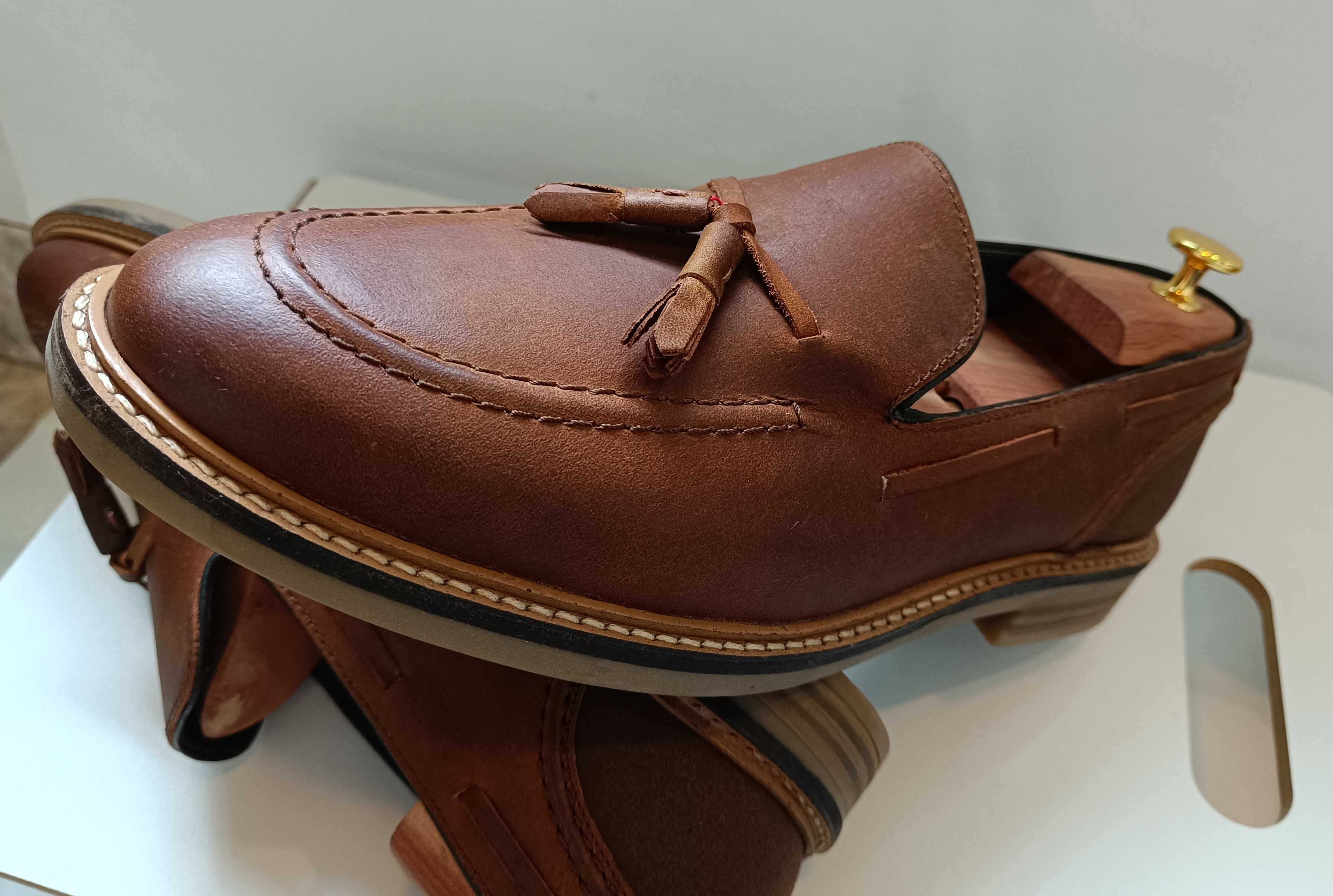 Pantofi loafer 45 tassel premium Barbour NOI piele naturala moale