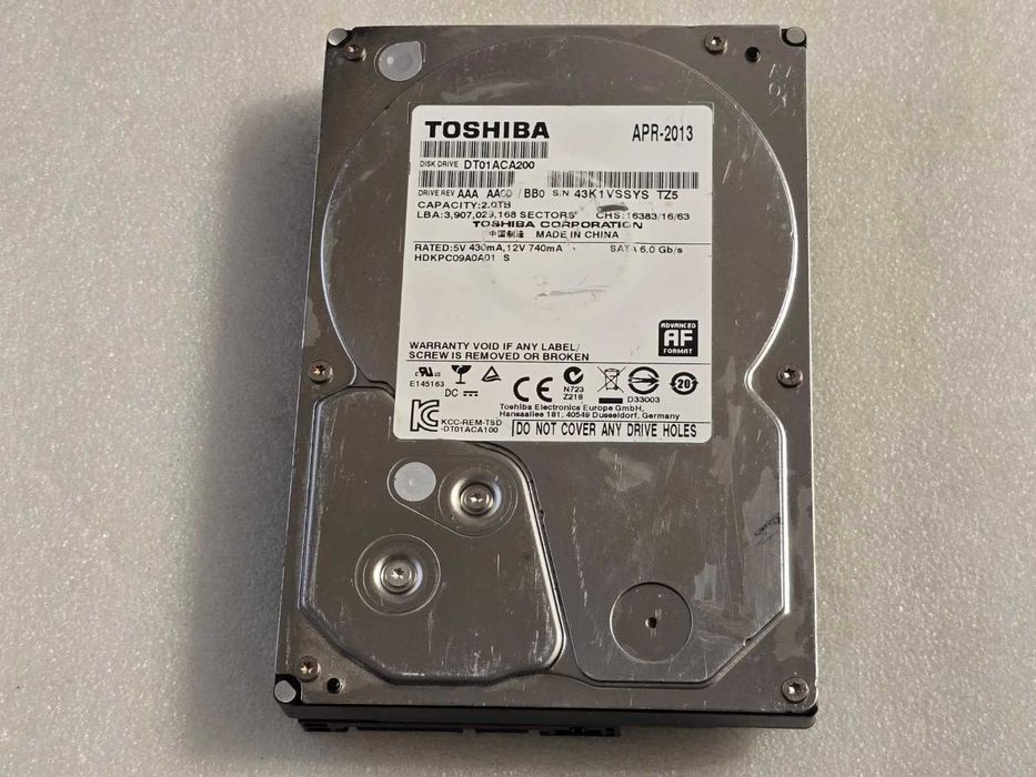 Hard Disk Toshiba DT01ACA200, 2TB SATA3 6GB/S, 3.5" 7.2K RPM, 64MB