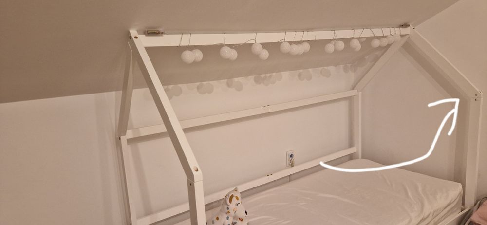 Pat Montessori tip căsuță 200×90, saltea (ca nouă)