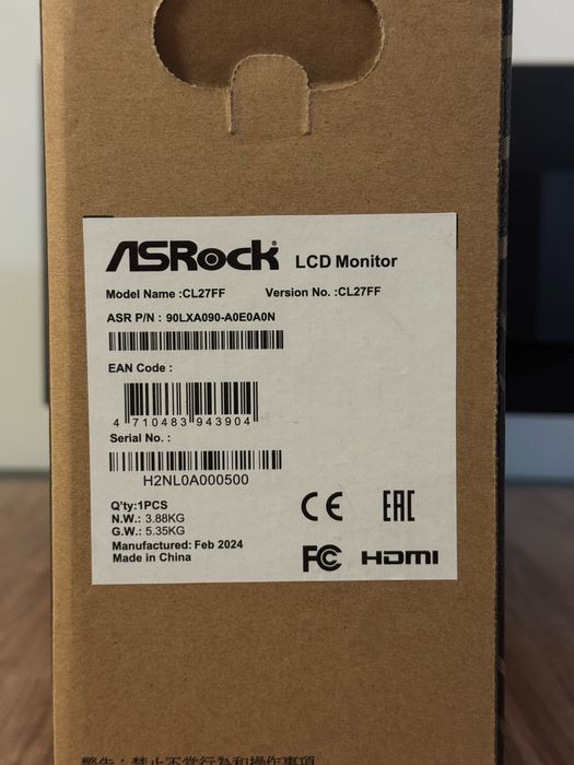 Монитор 27” ASRock Challenger CL27FF – 90LXA090-A0E0A0N