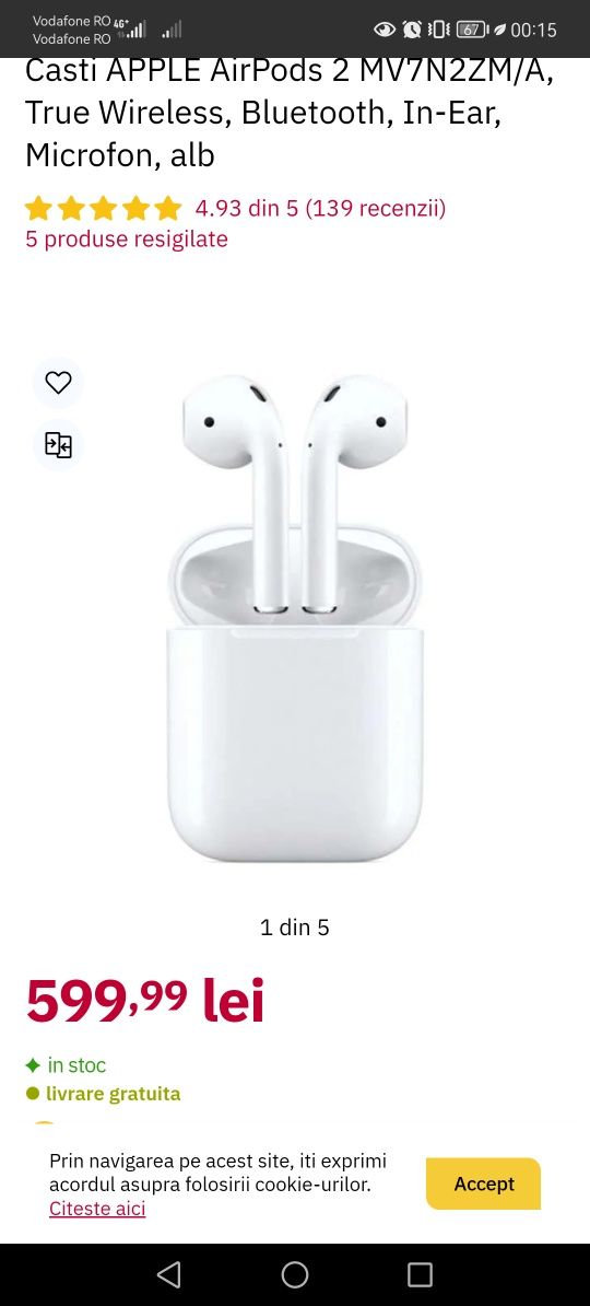 Vând airpods2 folosite