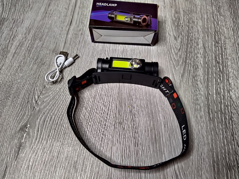 Lanternă frontală LED COB+T6 Li-ion 2500mAh IP54, Camping, Pescuit