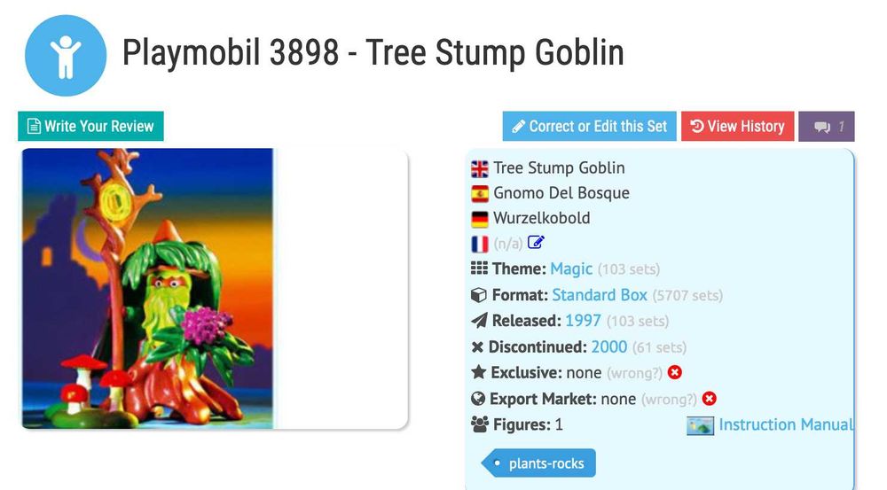 PLAYMOBIL VINTAGE 3898 STUMP GOBLIN - Плеймобил Винтидж гоблин 1997г.