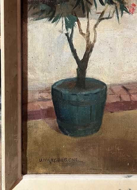 SUPERB! Tablou vechi, Ujváry Ferenc (1898-1971) ulei/pz MARE, 80x60c+R