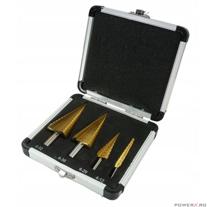 Set burghie metal conice in trepte, 4-32 mm, 4 piese, Verke