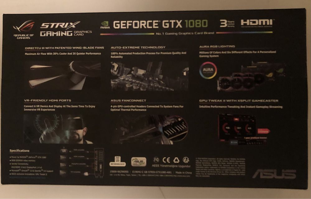 Видео карта ASUS STRIX GeForce GTX 1080 A8G Gaming