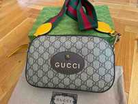 Чанта Gucci Гучи Marmont Neo Vintage Tiger Head Canvas Златно GG лого