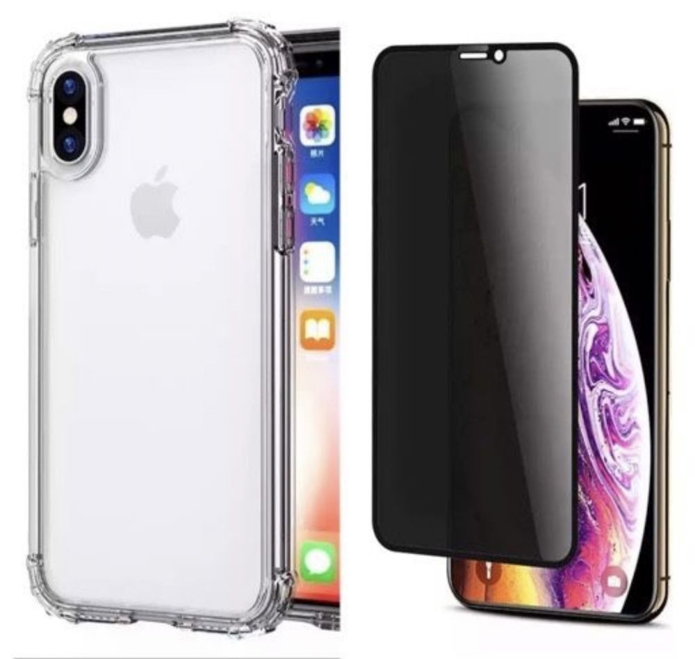 Iphone X XR Xs MAX Husa Black AutoFocus + Folie Sticla Anti Spay