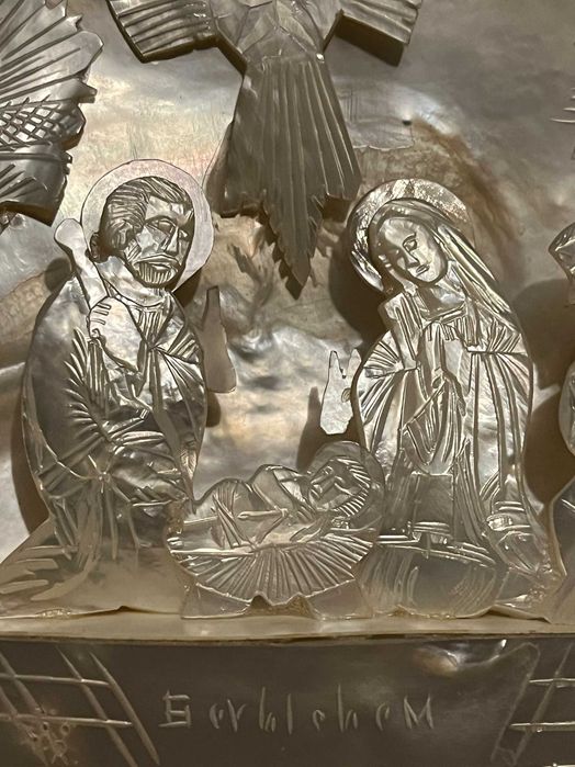 icoana tablou sculptura diorama placheta sidef art bieder rococo