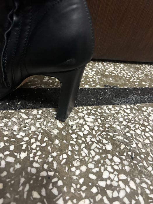 Дълги черни кожени чизми 38ми номер