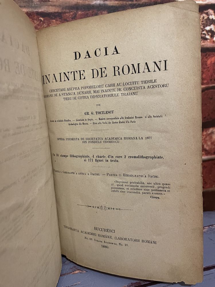 Carte bibliofilă Dacia Înainte de Romani - Gr.Tocilescu