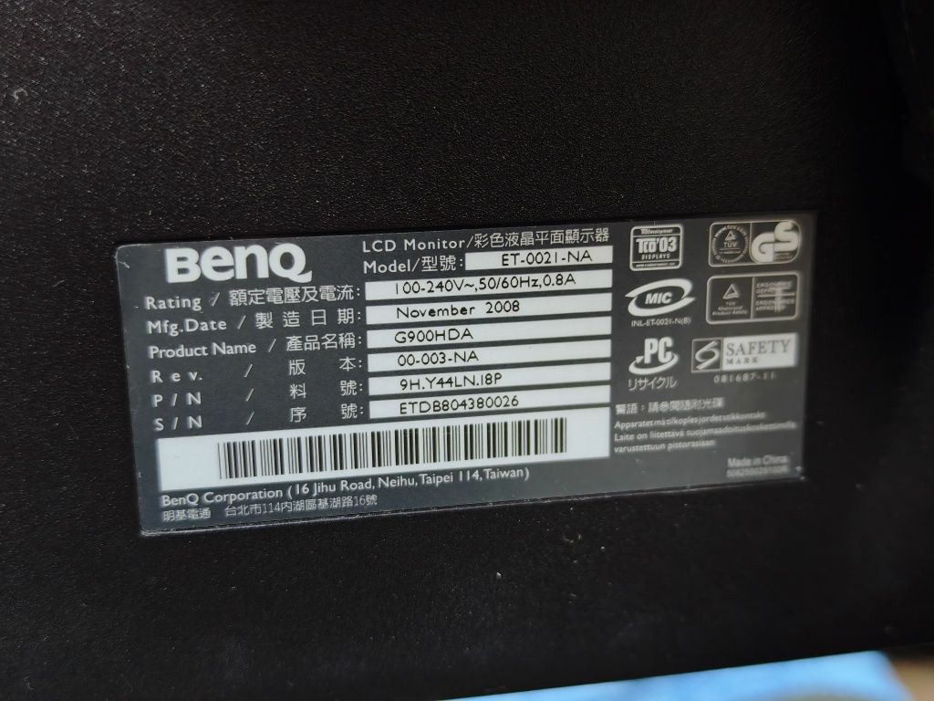 Монитор 21" BENQ LCD monitor 7тыс. monitor рабочий VGA