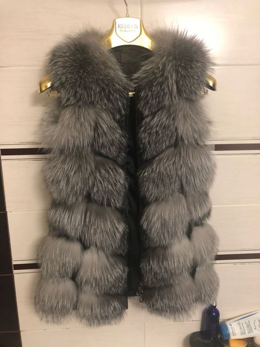 Vesta blana naturala vulpe argintie