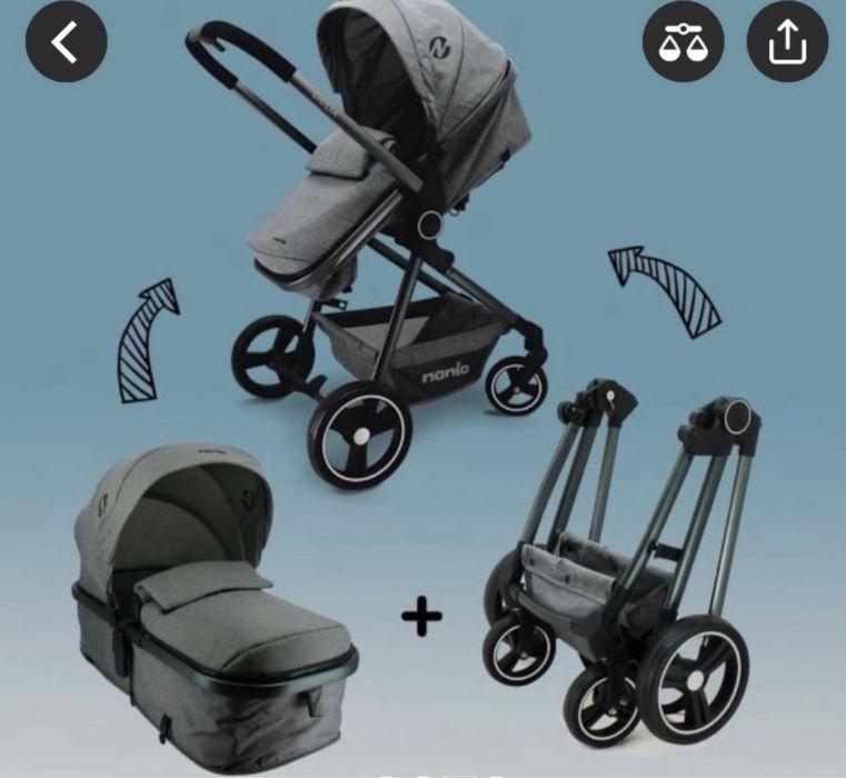 Carucior 3 in 1 Nania Giulia + Scaun auto pt bebe 0-6 luni