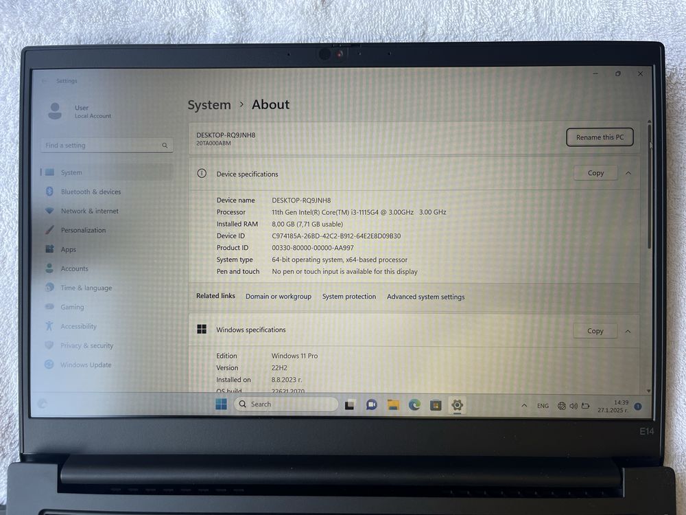 Lenovo ThinkPad 14“, Intel Core i3-1115G4 Laptop/лаптоп Thunderbolt