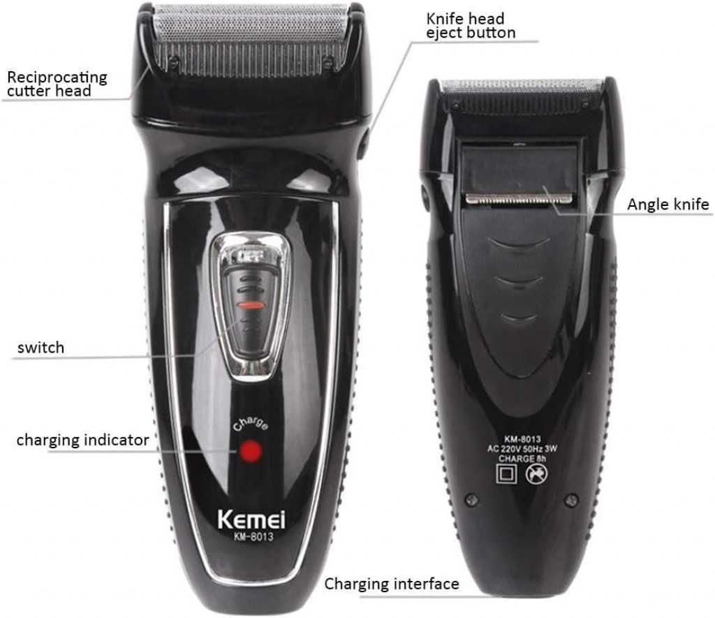 Тример за мъже Kemei KM-8013 с миеща се глава, Черен