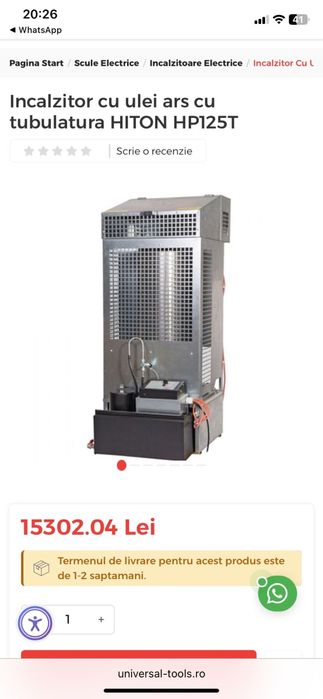 Incalzitor Hiton HP125T pe ulei ars + tubulatura+tevi