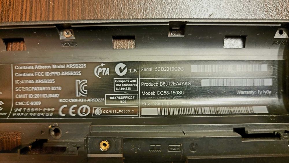 Части за HP Compaq Presario CQ58-150SU