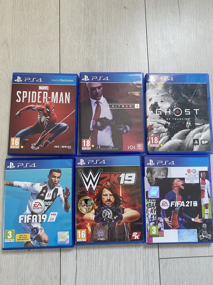 jocuri ps4, fifa 19,fifa 21,wwe,hitman,ghost of tsushima,spiderman